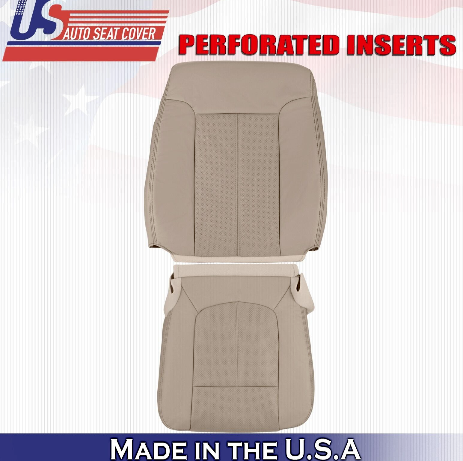2015 2016 For Ford F250 F350 Lariat Driver Top & Bottom Leather Seat Covers Tan