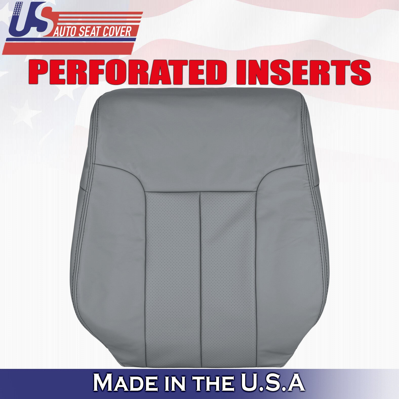 2014 Ford F150 Driver Side Top & Bottom Perforated Leather Seat Covers Gray