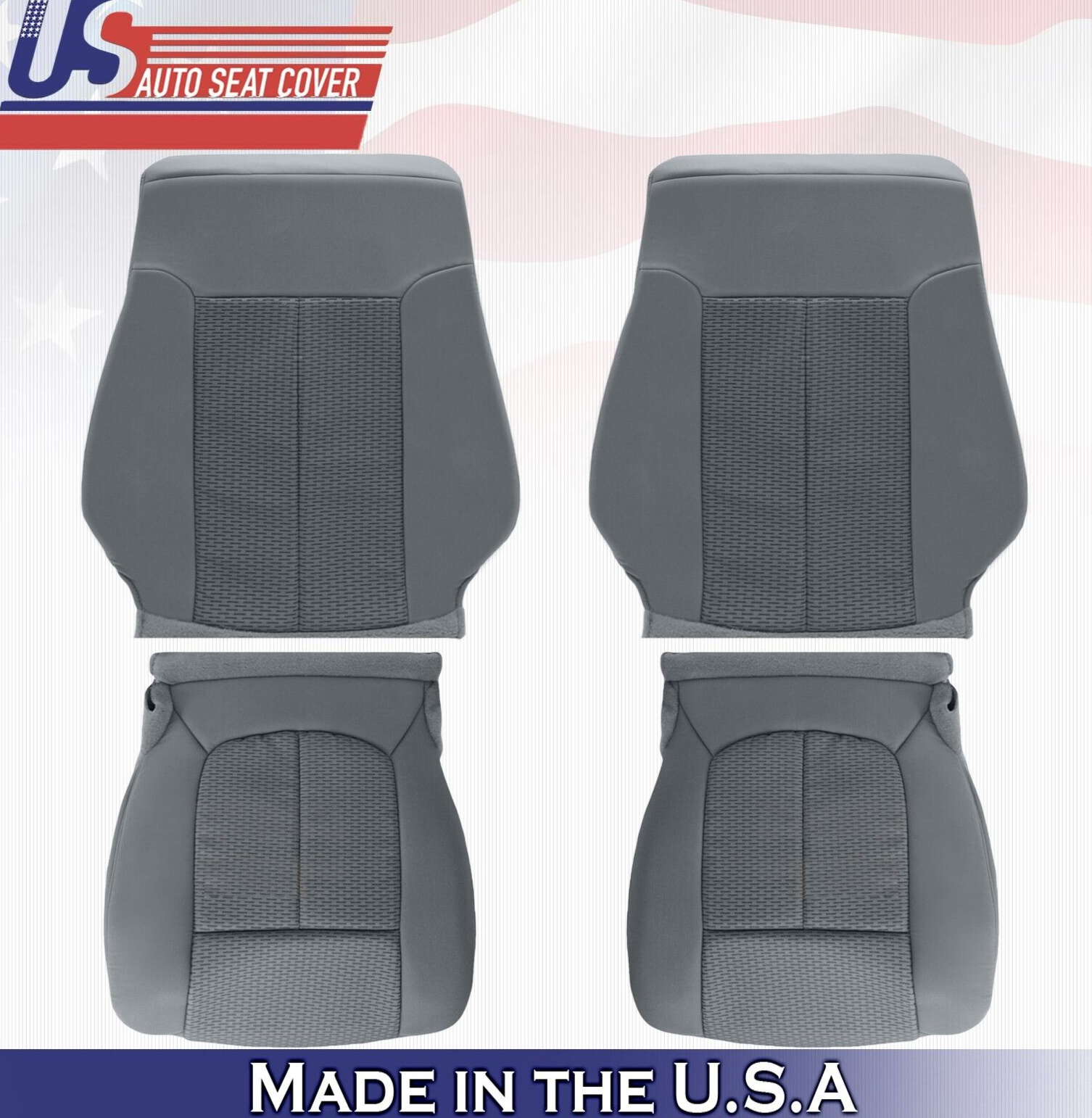 2011 2012 2013 For Ford F250 F350 XLT 2x Top & 2x Bottom Cloth Seat Covers Gray
