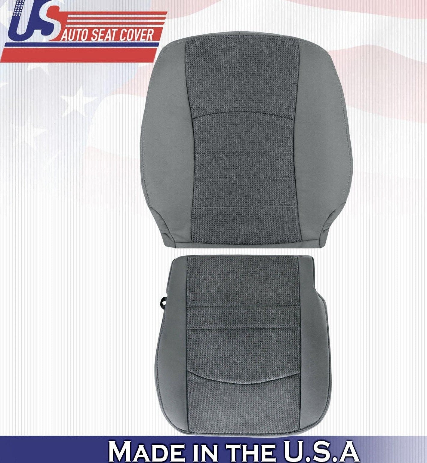 2015 For Dodge Ram 1500 2500 3500 SLT Driver Top & Bottom Cloth Seat Covers Gray