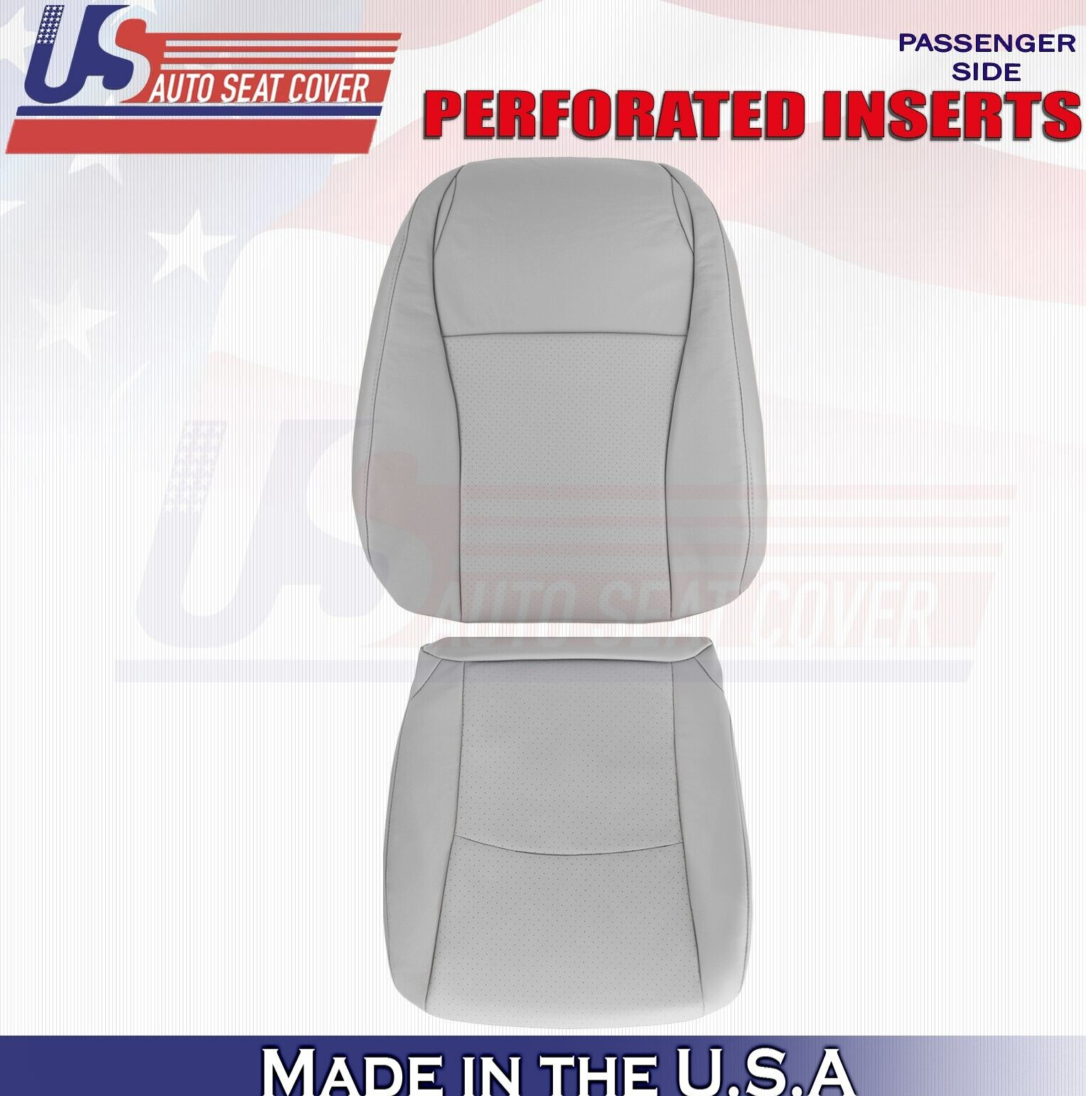 2008 2009 For Toyota Highlander Passenger Top & Bottom Perf Leather Covers Gray