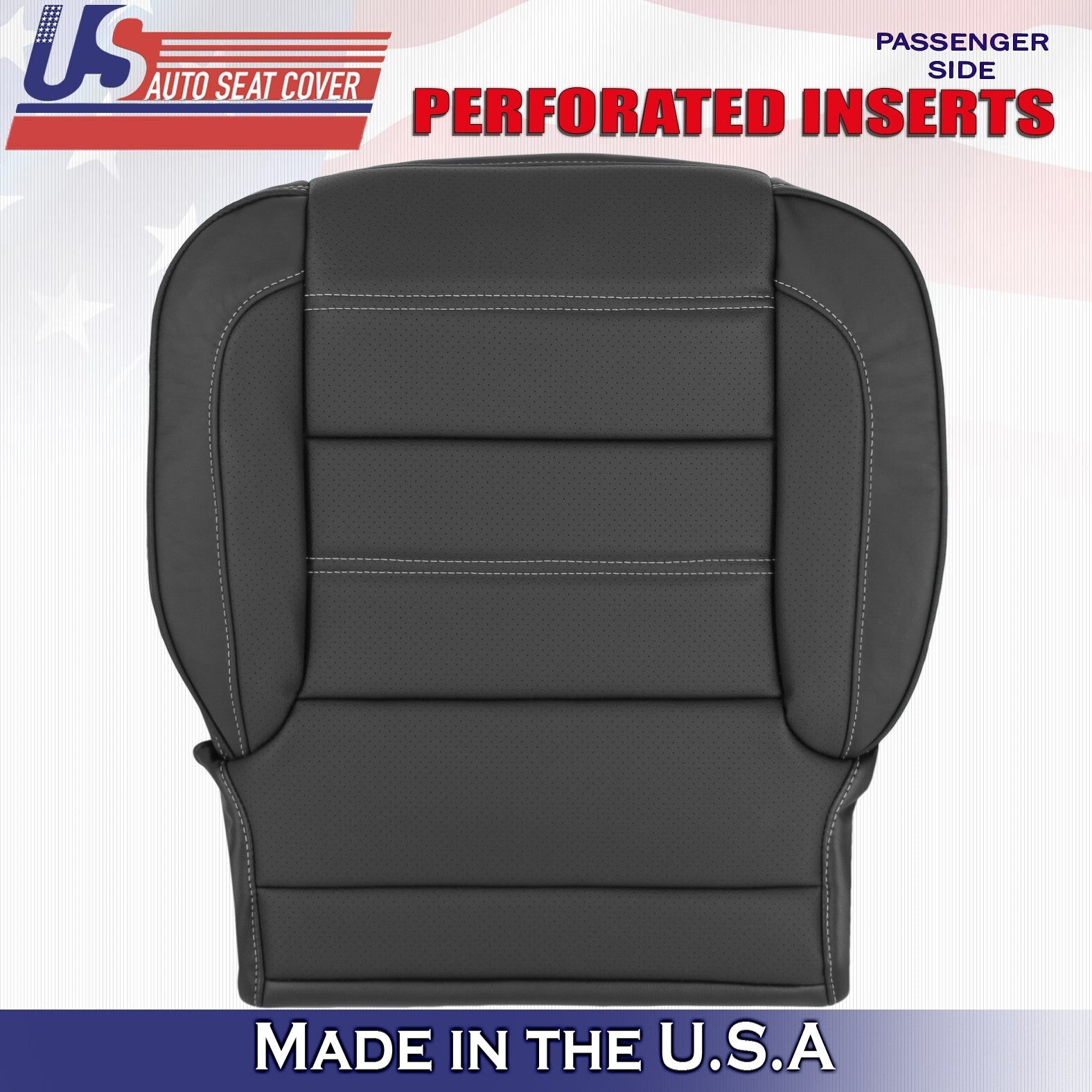 2014-2019 For GMC Sierra Denali Passenger Bottom Perforated Leather Cover Black