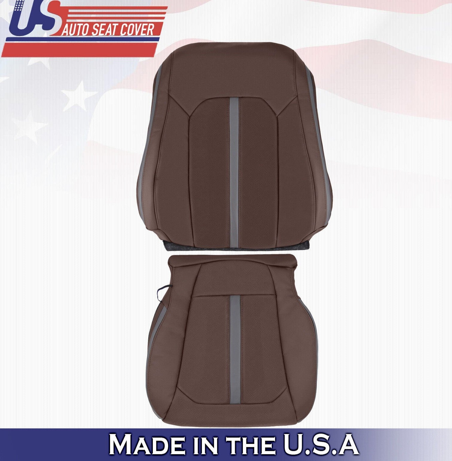 2015 For Ford F150 Platinum Passenger top & Bottom Leather Seat Covers Brown