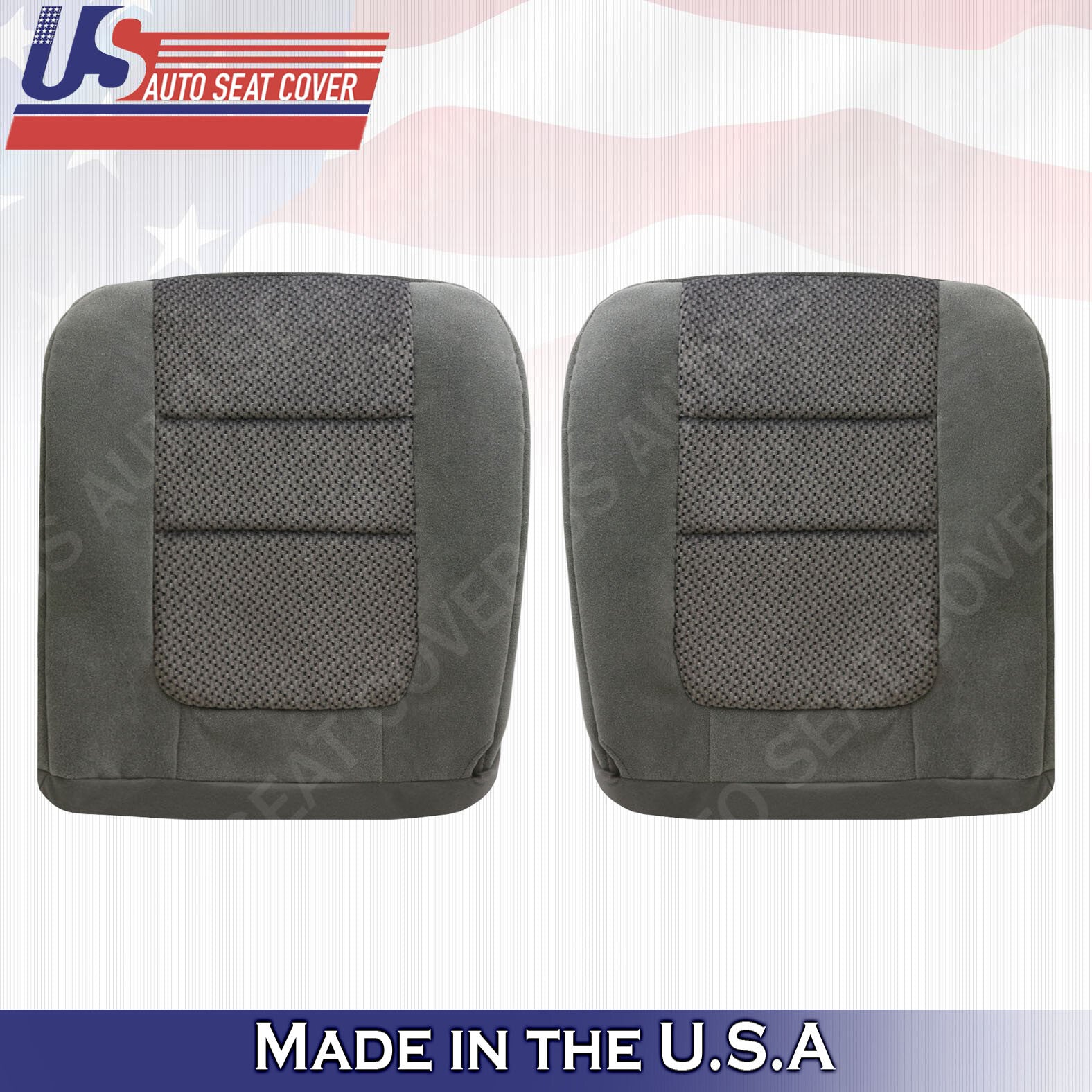2001 Ford F250 F350 F450 Front Driver & Passenger Bottoms Cloth Seat Cover Gray