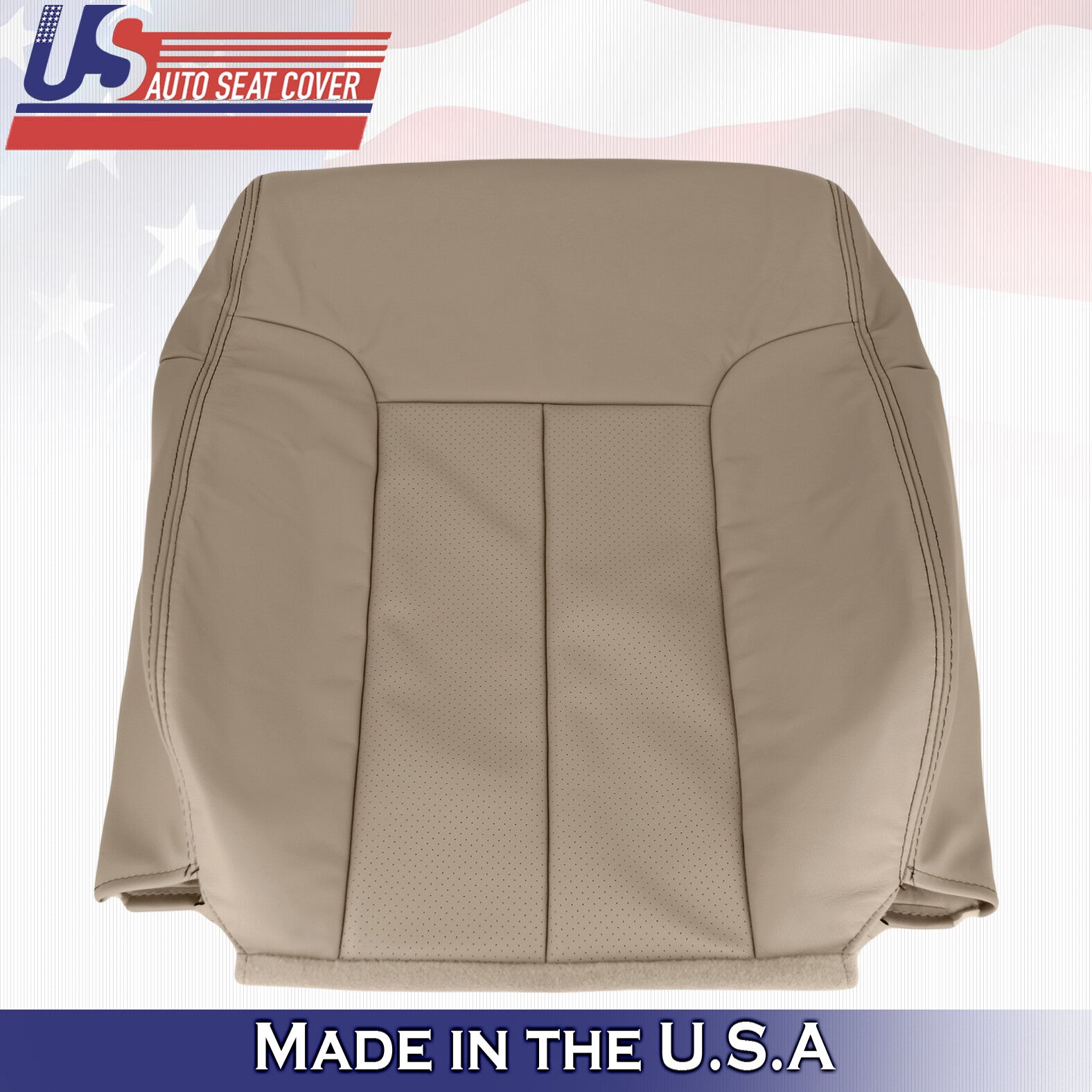2014 For Ford F150 Passenger Top & Bottom Perforated Leather Seat Covers Tan