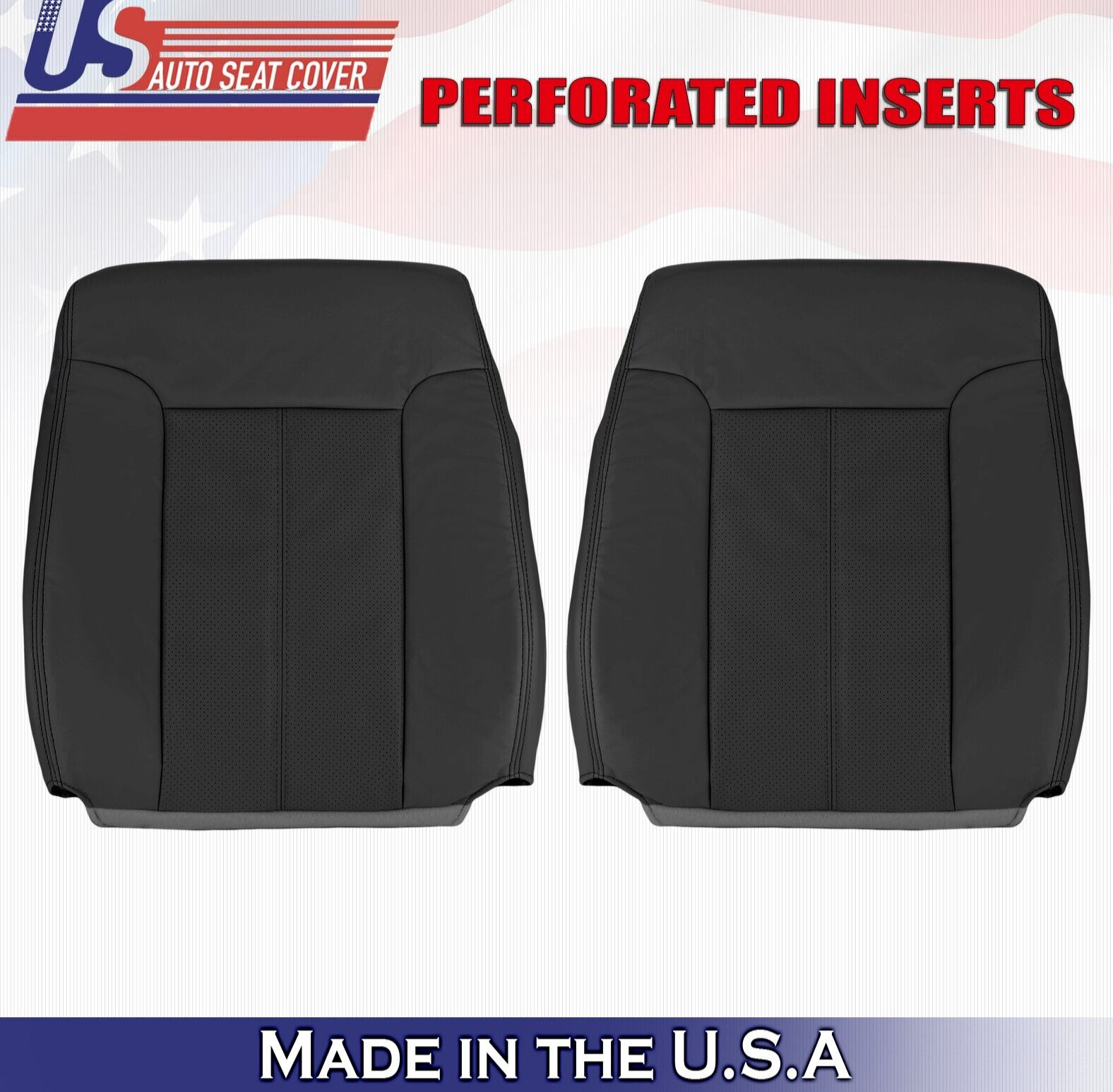 2015 2016 For Ford F450 F550 Lariat Driver Passenger Top Leather Seat Covers BLK
