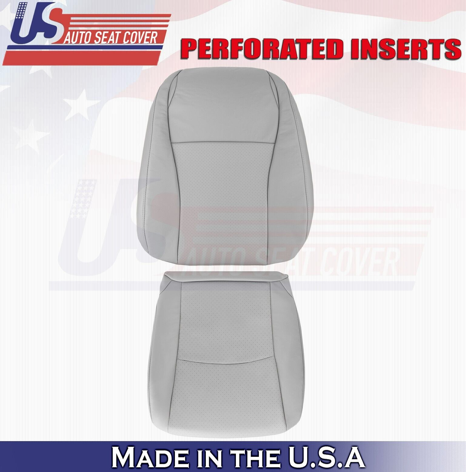 2006 2007 For Toyota Highlander Driver Top Bottom Perf Leather Seat Covers Gray