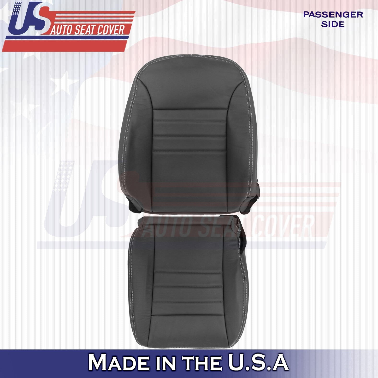 2013 2014 For Dodge Charger SXT Front Passenger Top & Bottom Leather Covers BLK