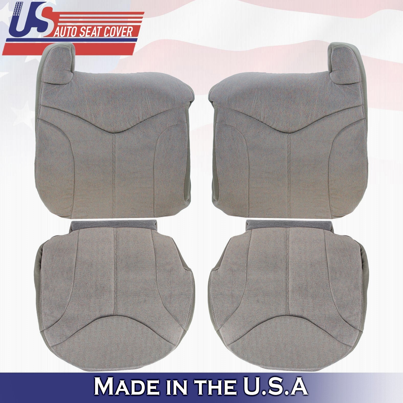 1999 to 2002 Fits GMC Yukon Front Sets Bottoms &Tops Cloth Seat Cover Gray