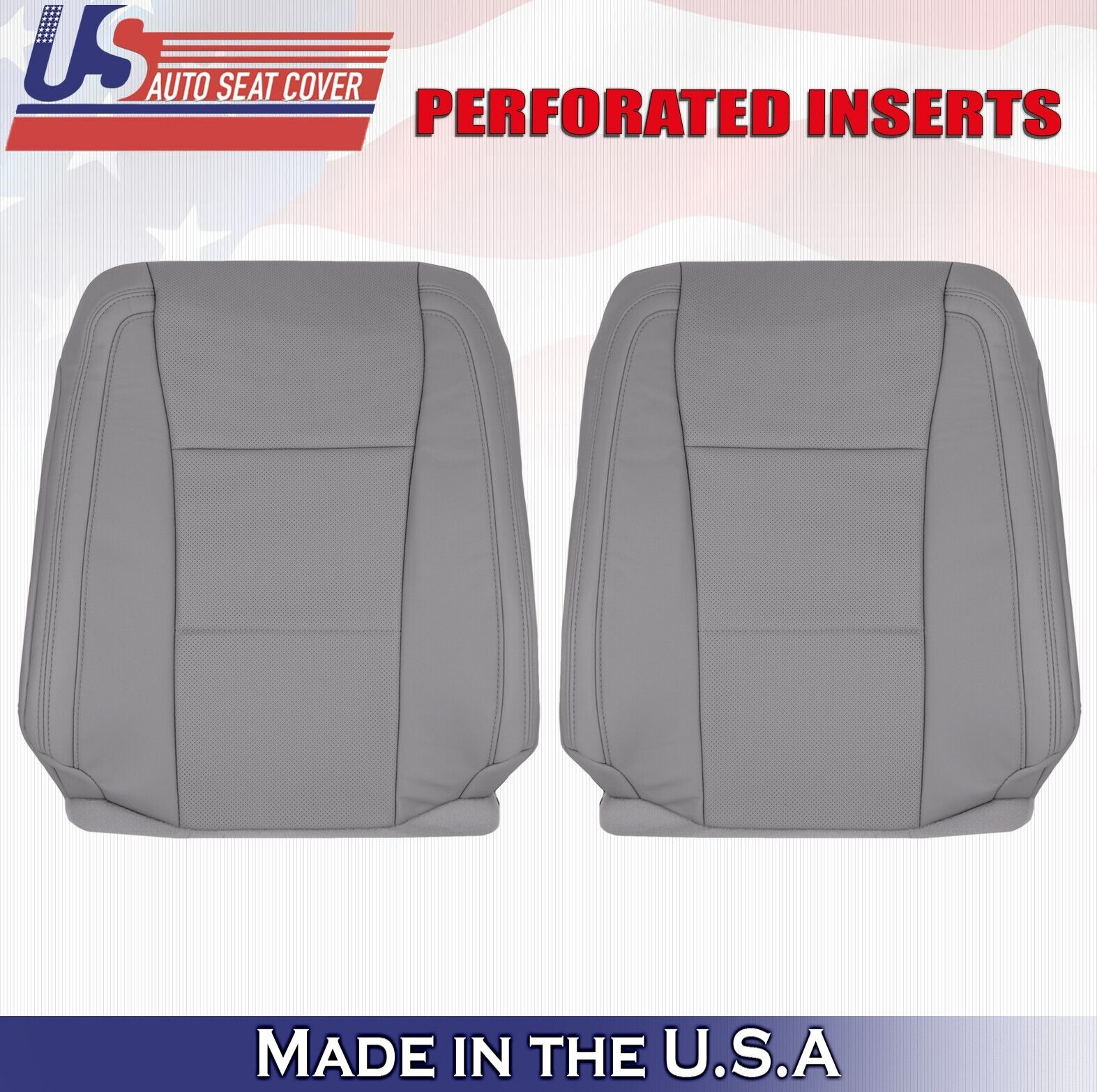 2016 For Ford F150 Lariat Driver & Passenger Top Perf Leather Seat Covers Gray