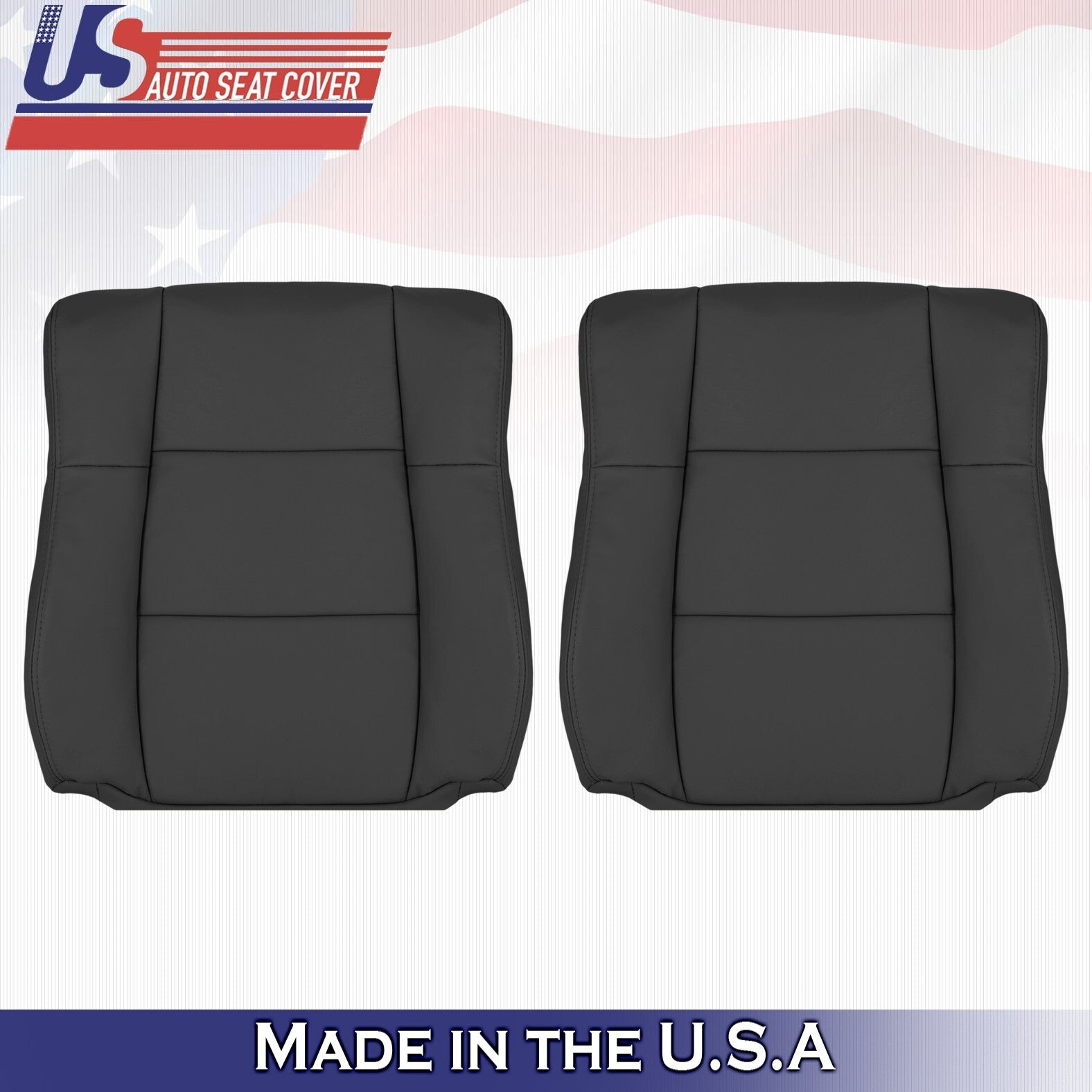 1997 1998 For Lexus ES300 Driver & Passenger 2x Top Leather Seat Covers Black