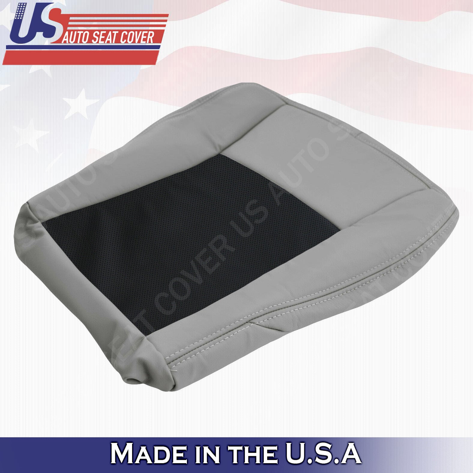 PASSENGER Bottom Perforated Leather Seat Cover 2003 2007 Cadillac CTS Blk & Gray