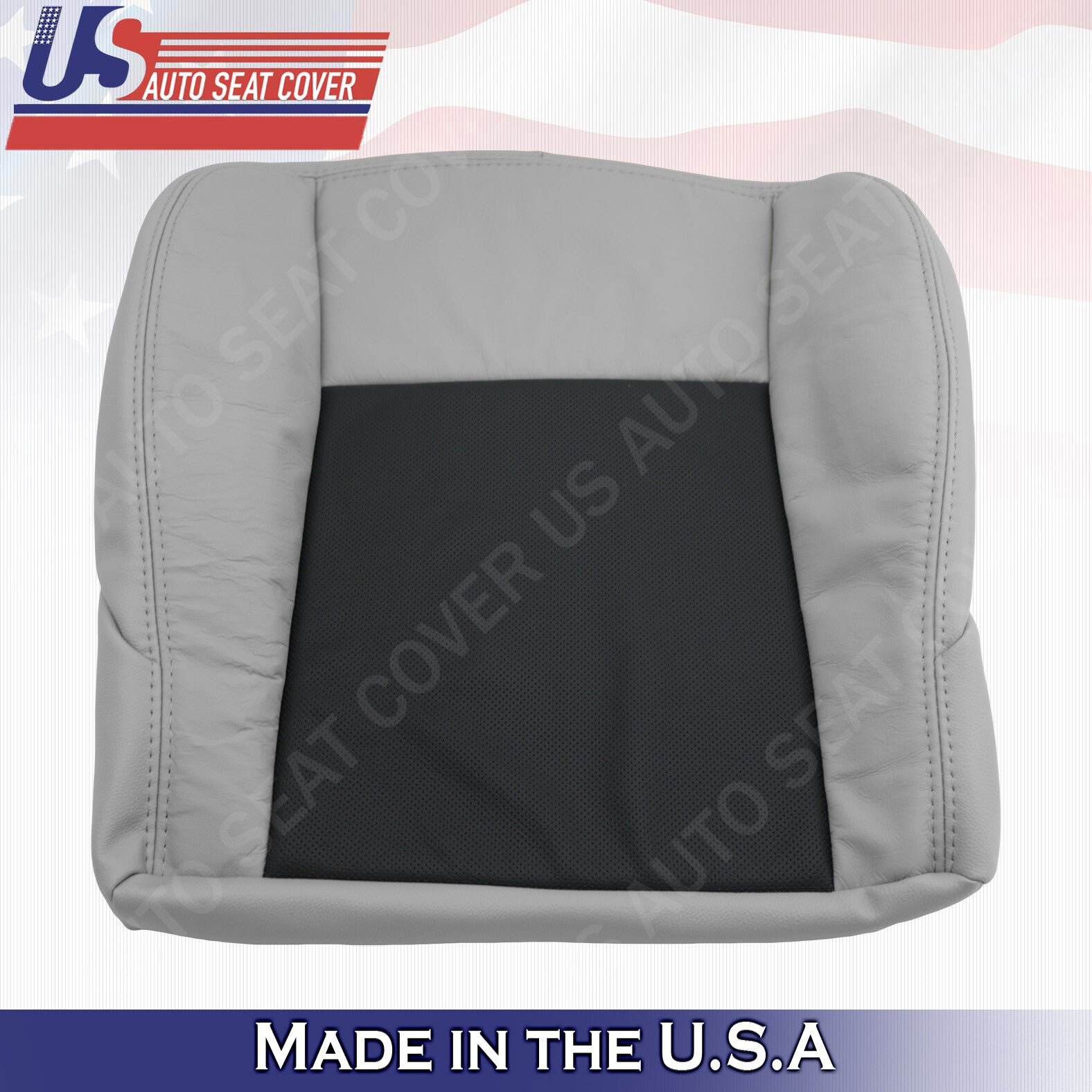 PASSENGER Bottom Perforated Leather Seat Cover 2003 2007 Cadillac CTS Blk & Gray