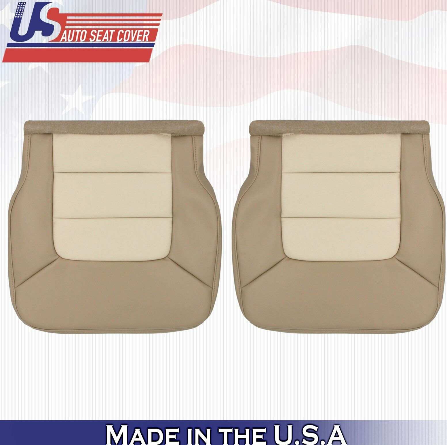 2004 For Ford Expedition 2nd Row Driver & Passenger Bottom Leather Covers Tan