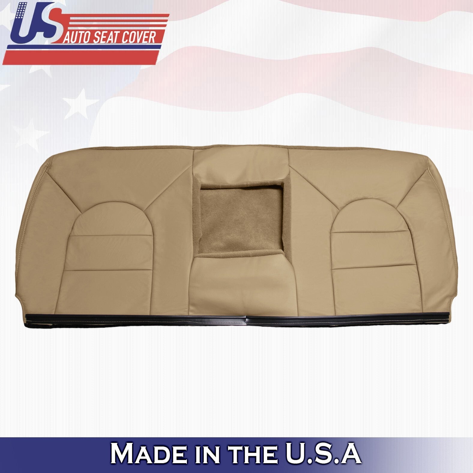 1999 For Ford F250 F350 Lariat Rear Bench Top & Bottom Leather Seat Covers Tan