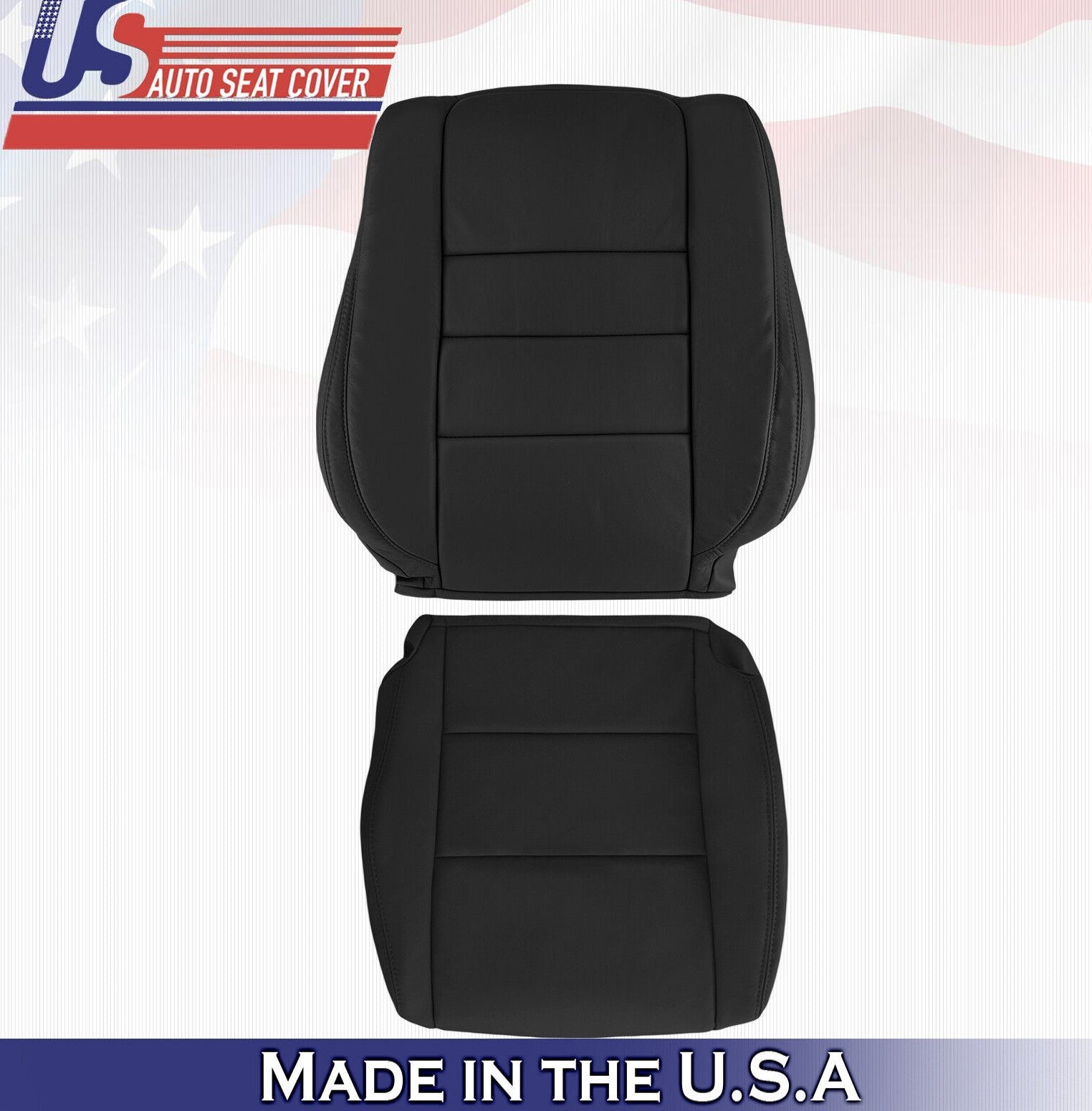 2011 2012 For Honda Accord Driver Top & Bottom Leather Seat Covers Black