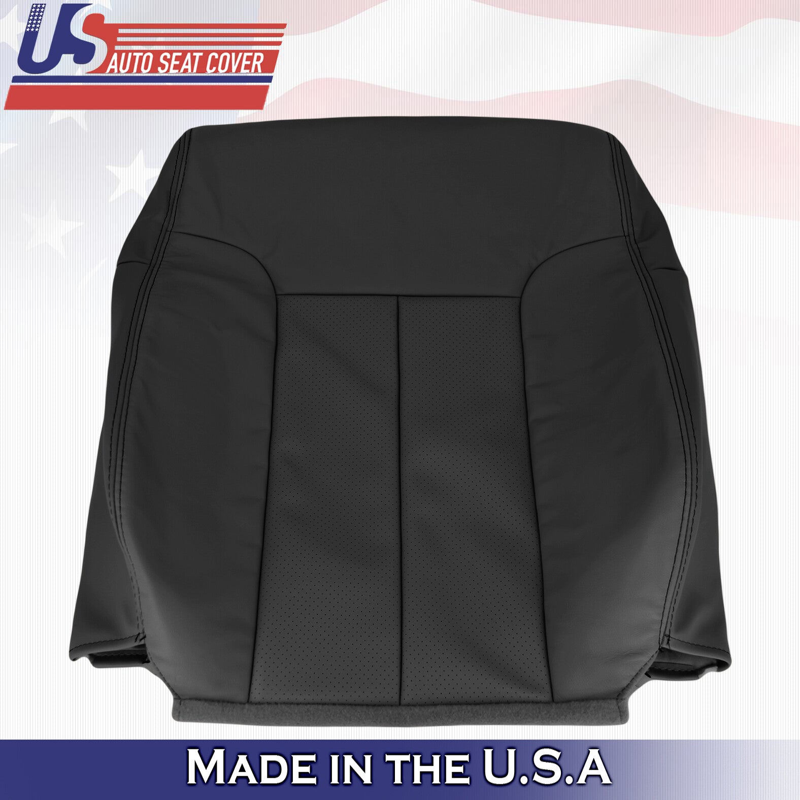 2014 For Ford F150 Driver Top & Bottom Perforated Leather Seat Covers Black