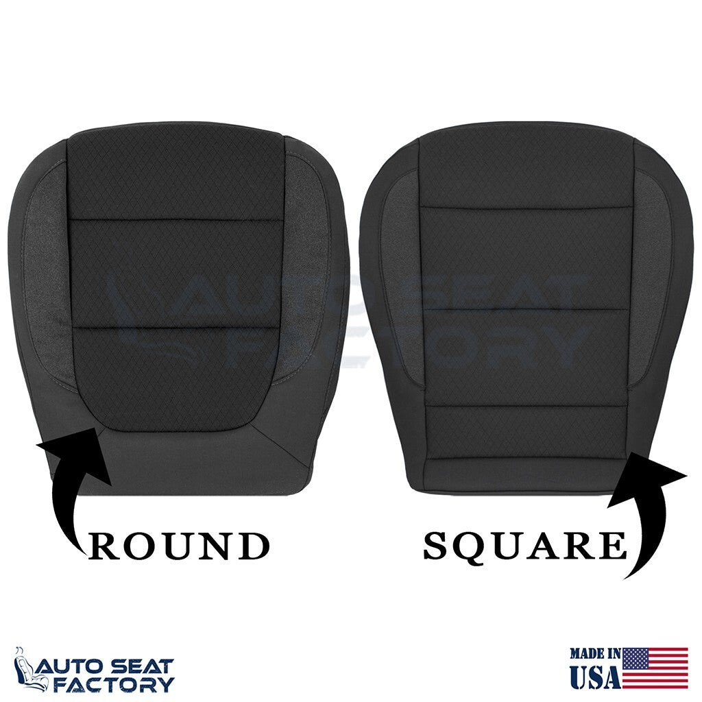 2019 -2023 GMC Sierra Driver & Passenger Bottom Black Cloth Seat Covers (Square)