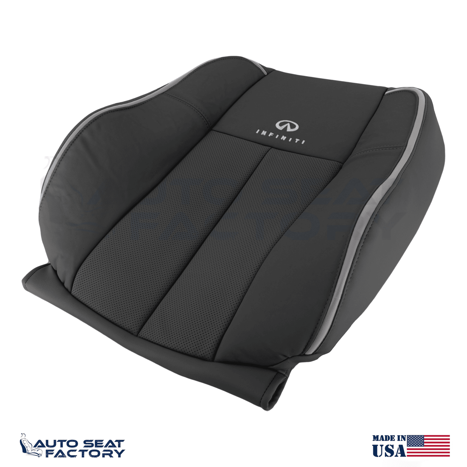 Fits 2006 -2010 Infiniti M45 M35 PASSENGER Top Black Leather Seat Cover, Perf.
