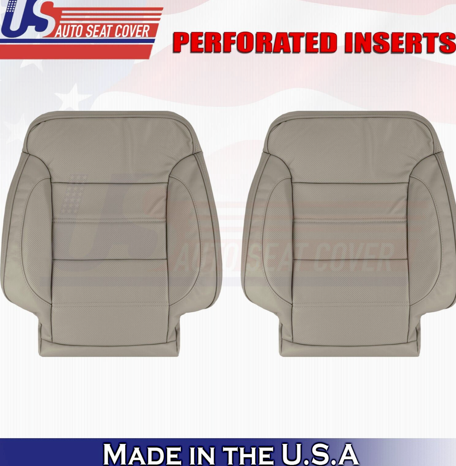 2019 For GMC Sierra Denali Driver & Passenger Top Perf Leather Seat Covers Tan