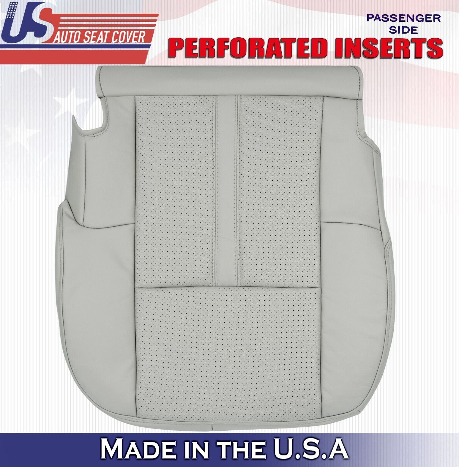 2012 2013 For Lincoln MKT Passenger Bottom Perforated Leather Seat Cover Gray