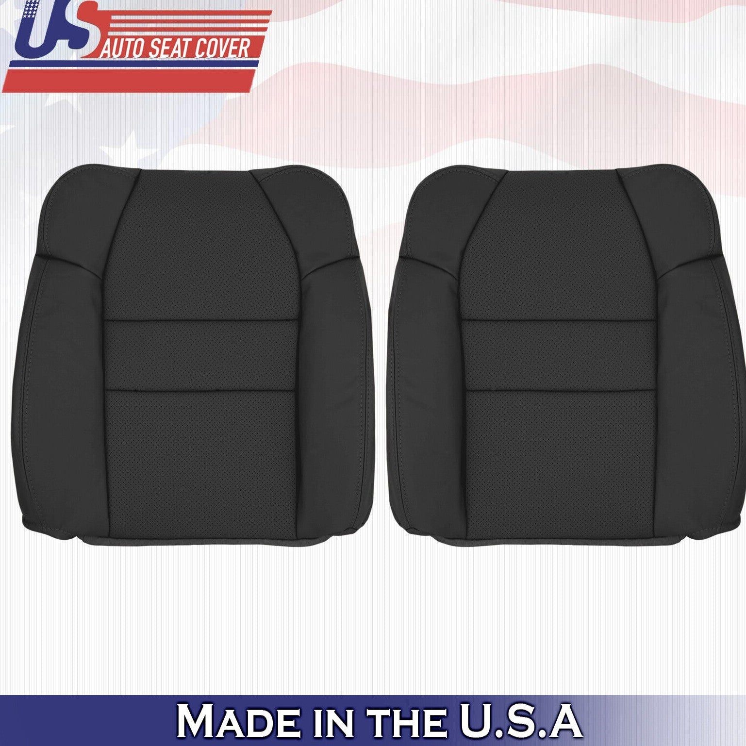2002 For Acura MDX Driver & Passenger 2x Top Synthetic Leather Seat Covers Black