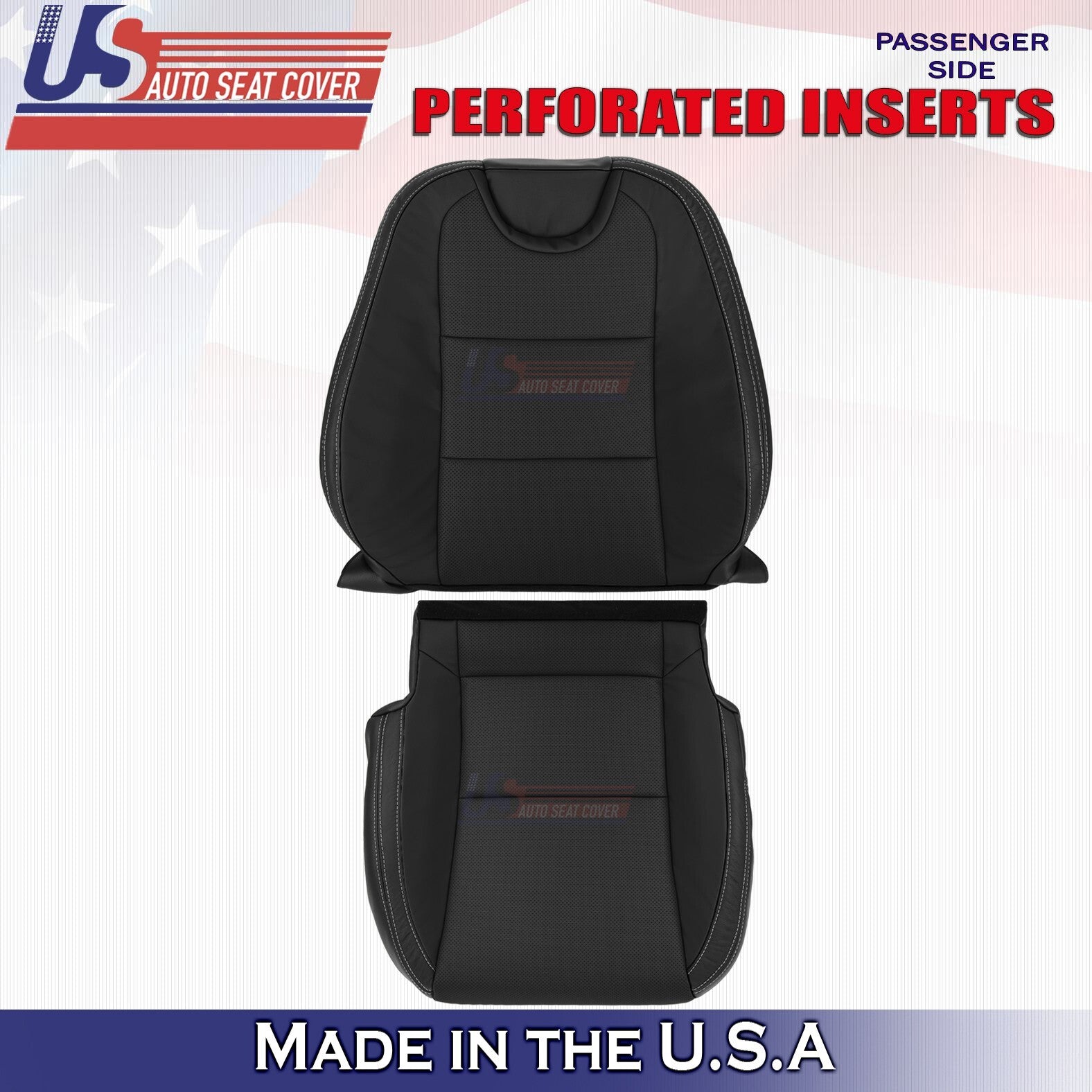 2010-2015 Fits Chevy Camaro Passenger Bottom-Top Perforated Leather Cover Black