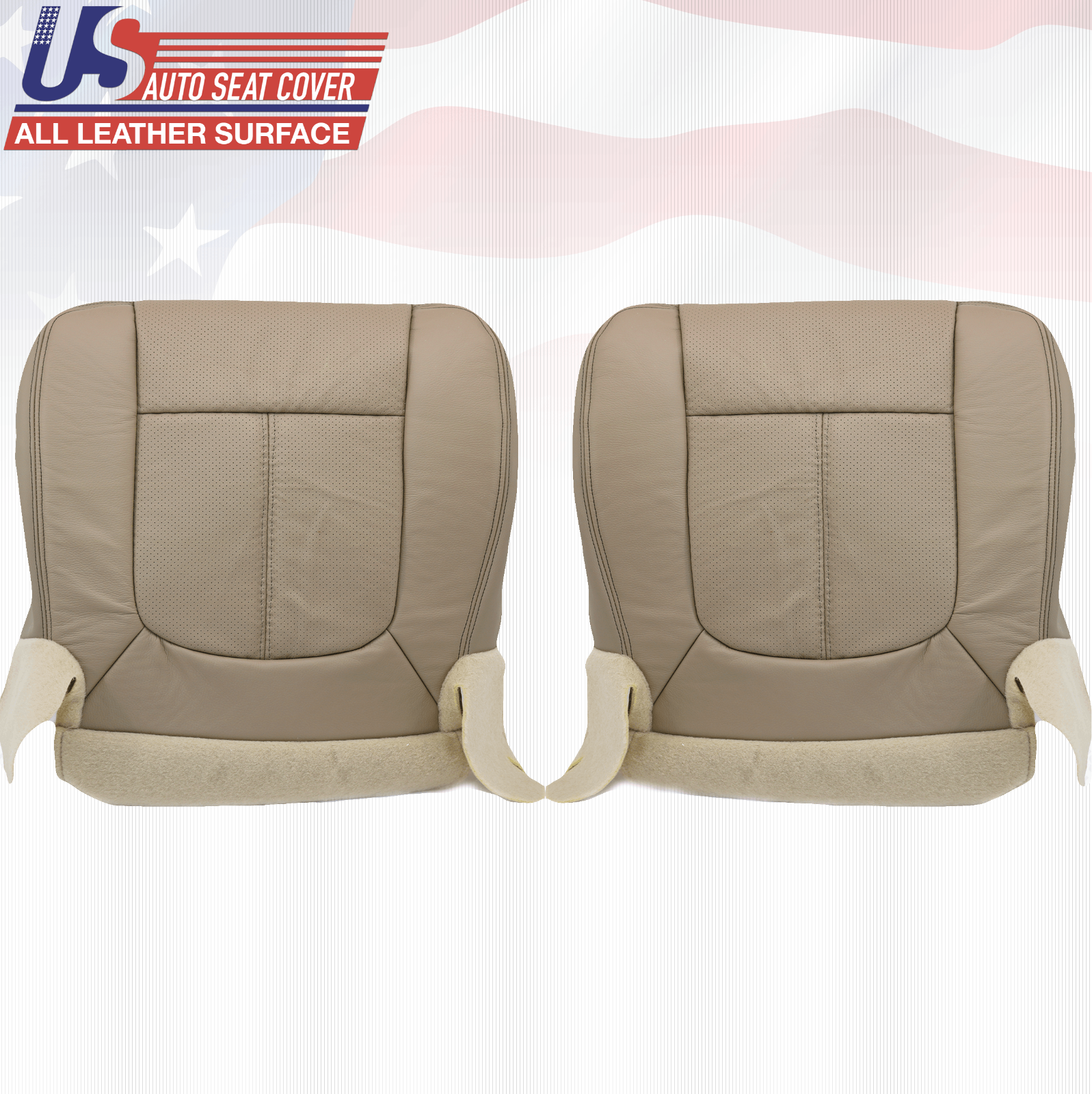 2014 Ford F250 Lariat Driver & Passenger Bottom Cover Perforated Leather Tan
