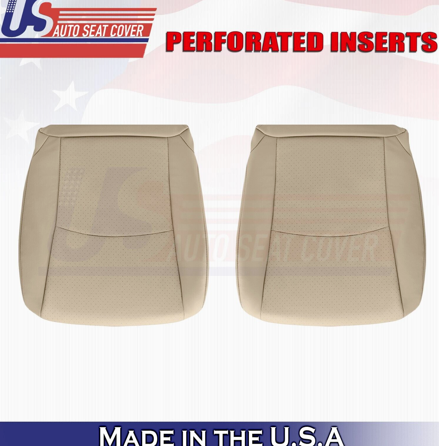 2010 2011 For Toyota Highlander Driver Passenger Bottom Perf Leather Covers Tan
