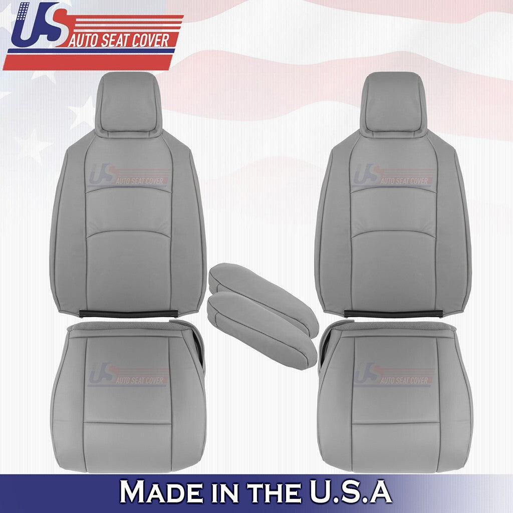 2009 to 2014 Fits Ford E150 Front Set Bottoms-Tops-Armrests Vinyl Cover Gray