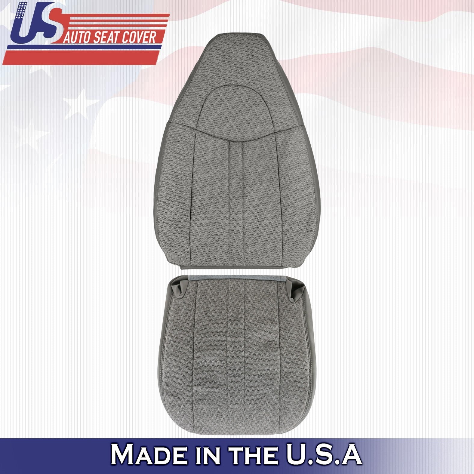 2003 to 2014 Fits Chevy Express Van Driver Bottom & Top Cloth Seat Cover Gray