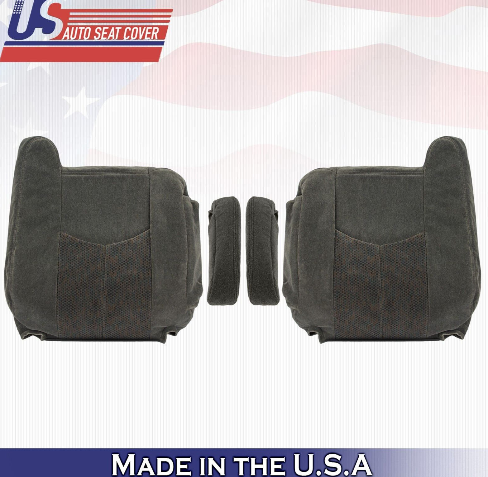 2005 2006 For Chevy Silverado 1500 2500 3500 2 Top & 2 Armrest Cloth Covers Gray