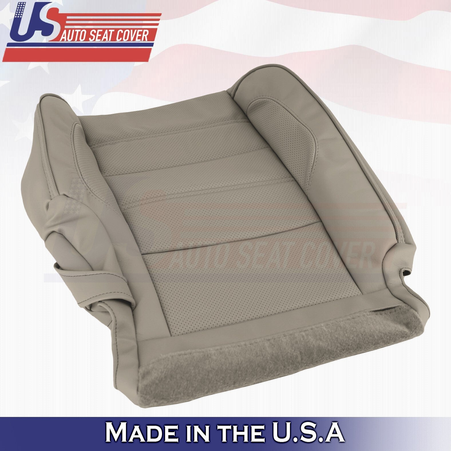 2014 to 2019 For GMC Sierra Denali Rear 2 Top & 2 Bottom Leather Seat Covers Tan