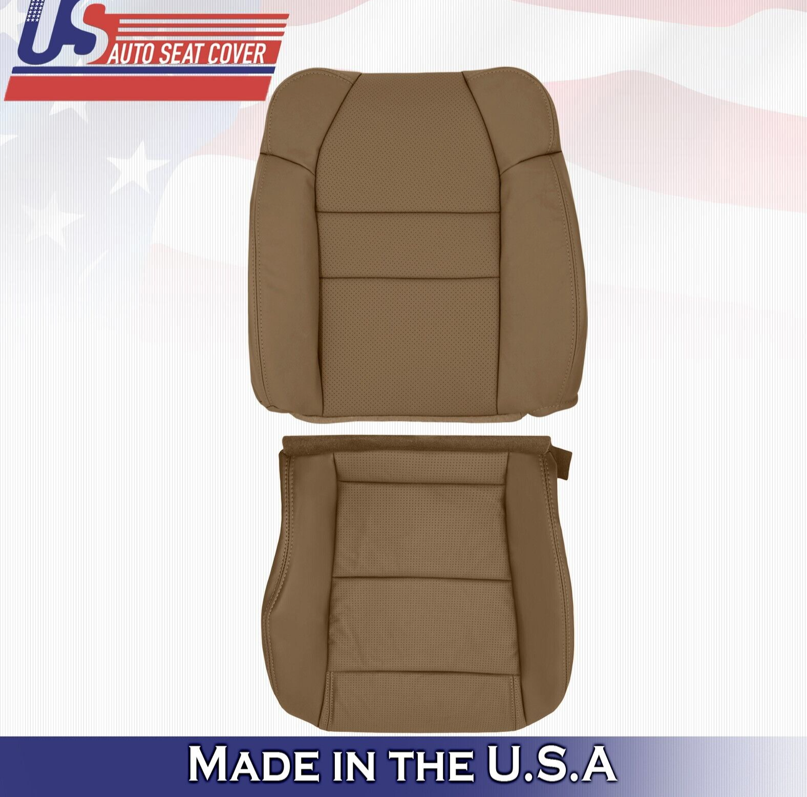 2003 2004 For Acura MDX Driver Top & Bottom Perforated Leather Seat Covers Tan