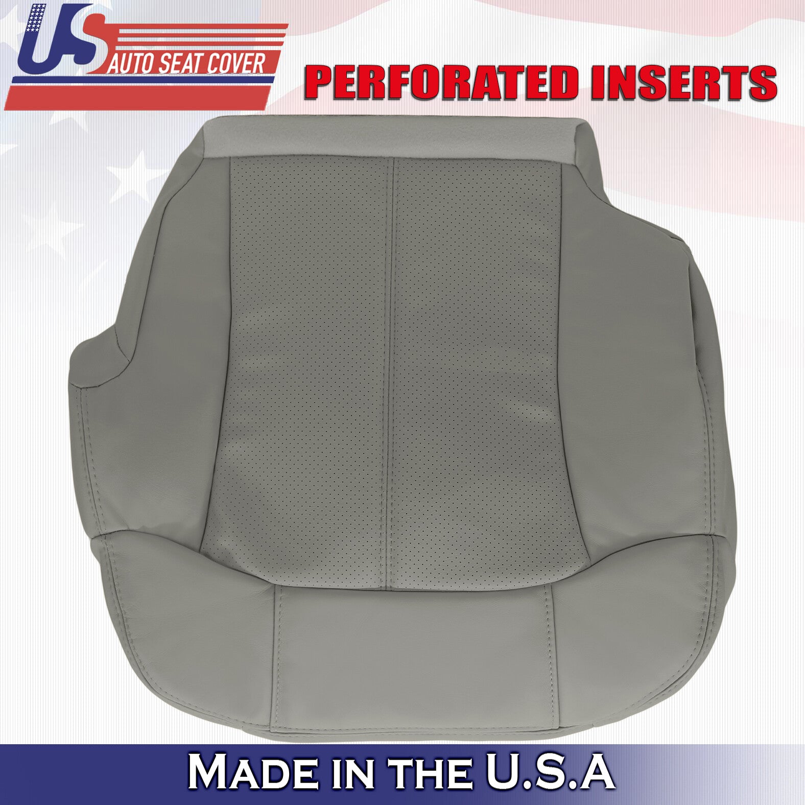 2002 For Cadillac Escalade Driver Top Bottom Perforated Leather Seat Covers Gray