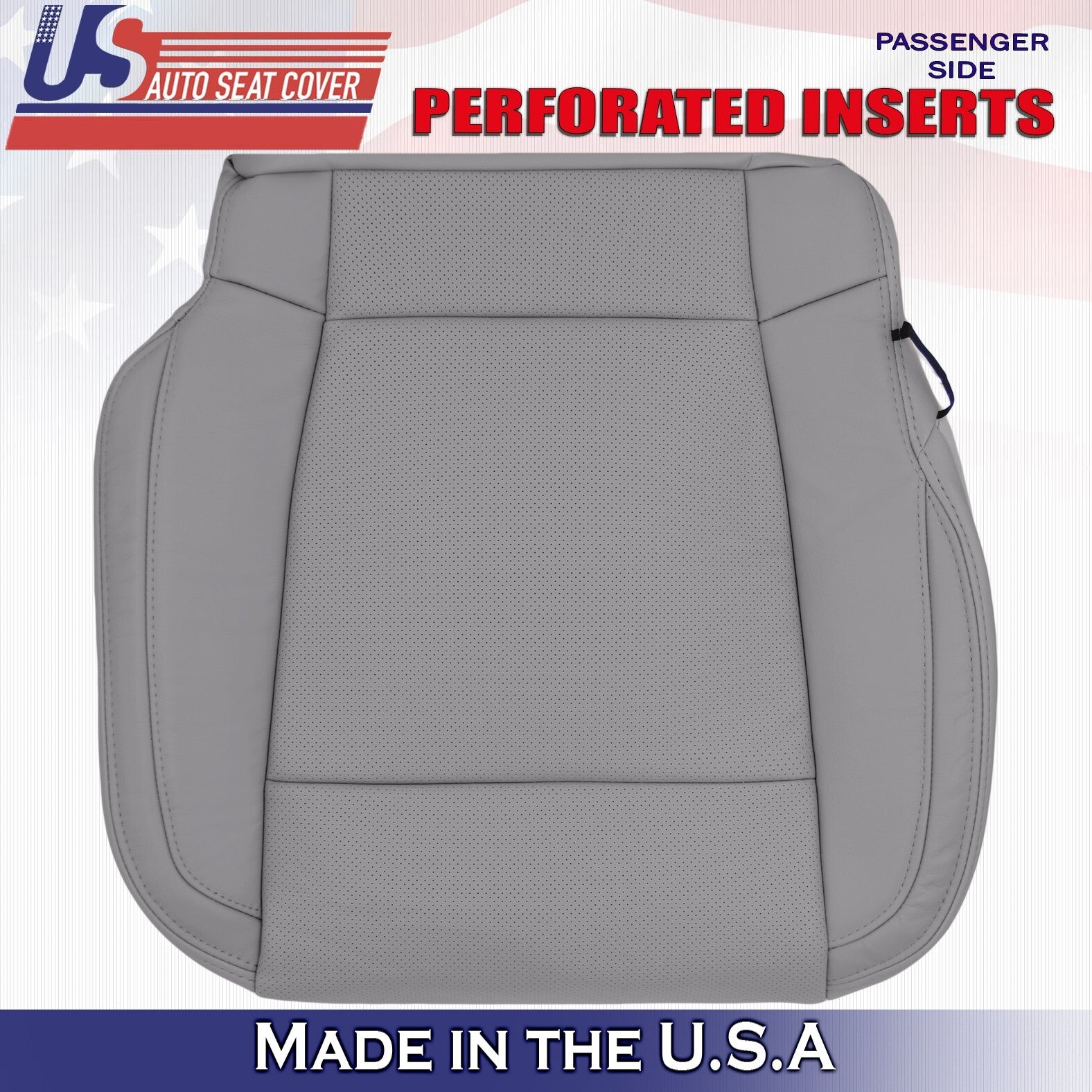 2017 For Ford F150 Lariat Passenger Side Bottom Perf Leather Seat Cover Gray