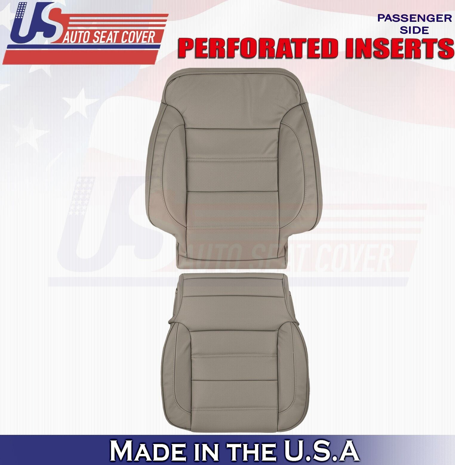 2018 For GMC Sierra Denali Front Passenger Top & Bottom Leather Seat Covers Tan
