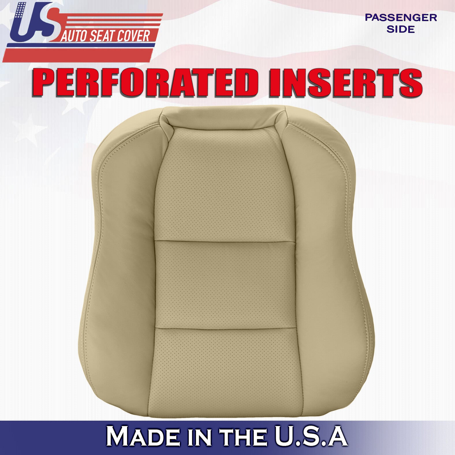 2004 Fits Acura TL Passenger Top & Bottom Perforated Leather Seat Covers Tan