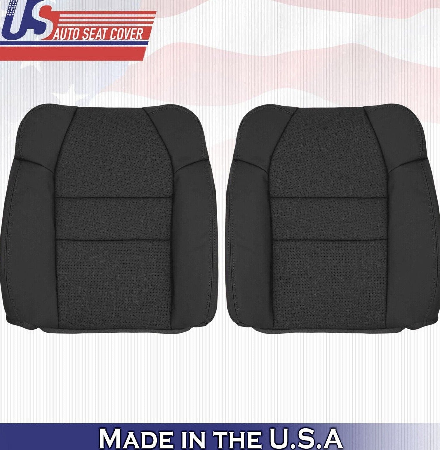 2005 For Acura MDX Driver & Passenger 2x Top Synthetic Leather Seat Covers Black