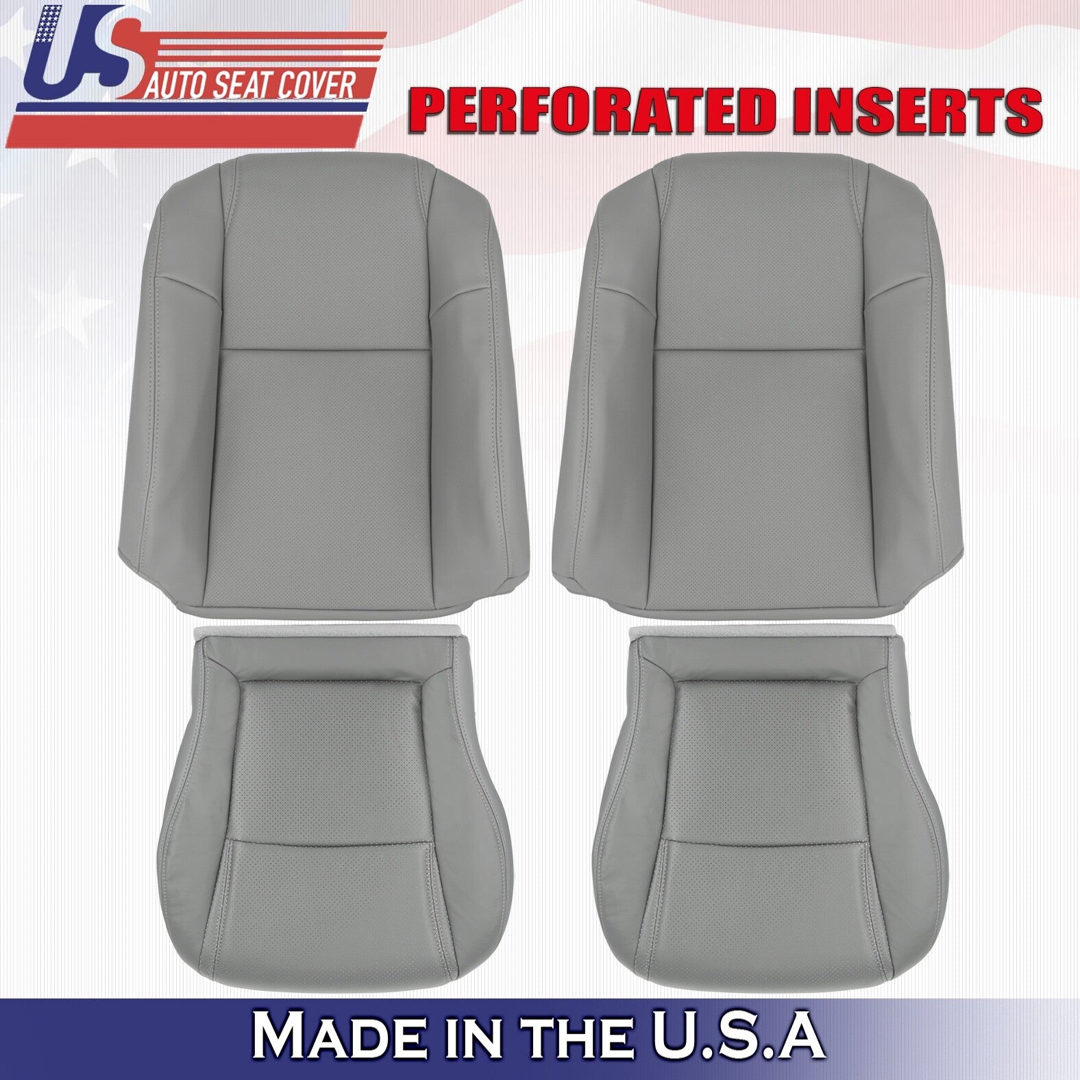 2003 2004 2005 For Honda Pilot Front Set Top &Bottom Leatherette Cover Gray