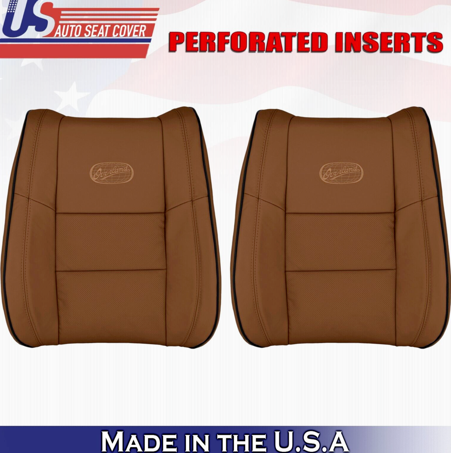 2018 For Jeep Grand Cherokee OVERLAND Driver Passenger Top Leather Covers Brown