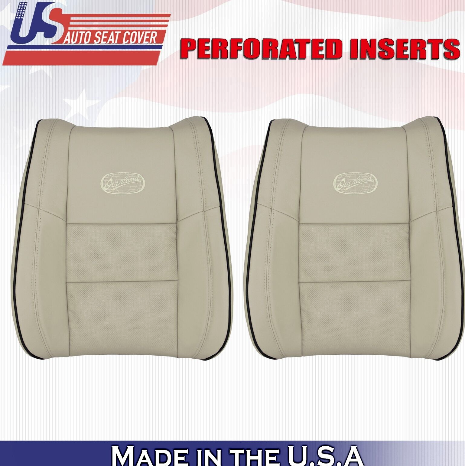 2018 Fits Jeep Grand Cherokee OVERLAND Driver & Passenger Top Leather Covers Tan