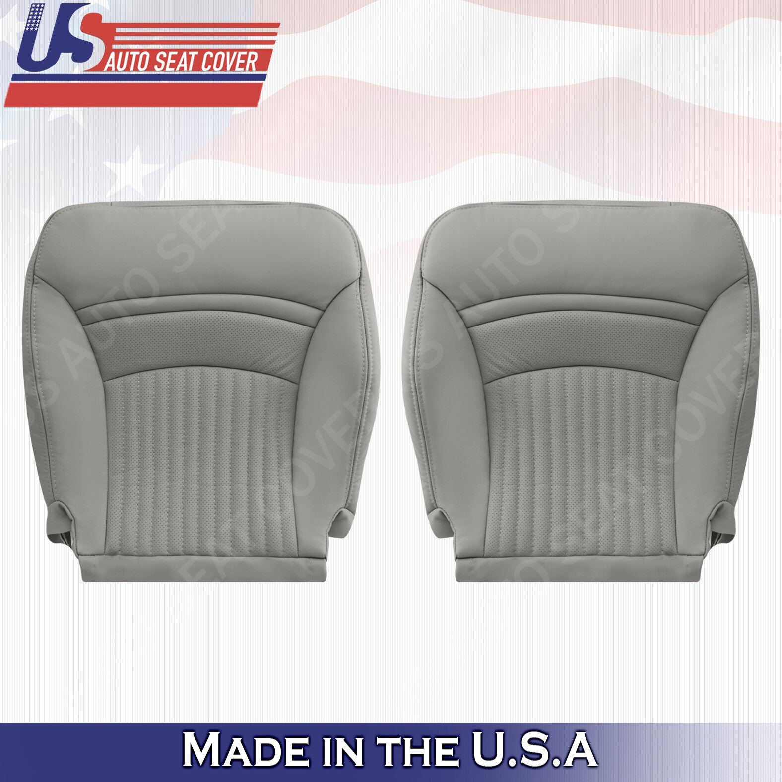 DRIVER & PASSENGER Bottoms Gray Leather Cover 1997-2004 Chevy Corvette SPORT