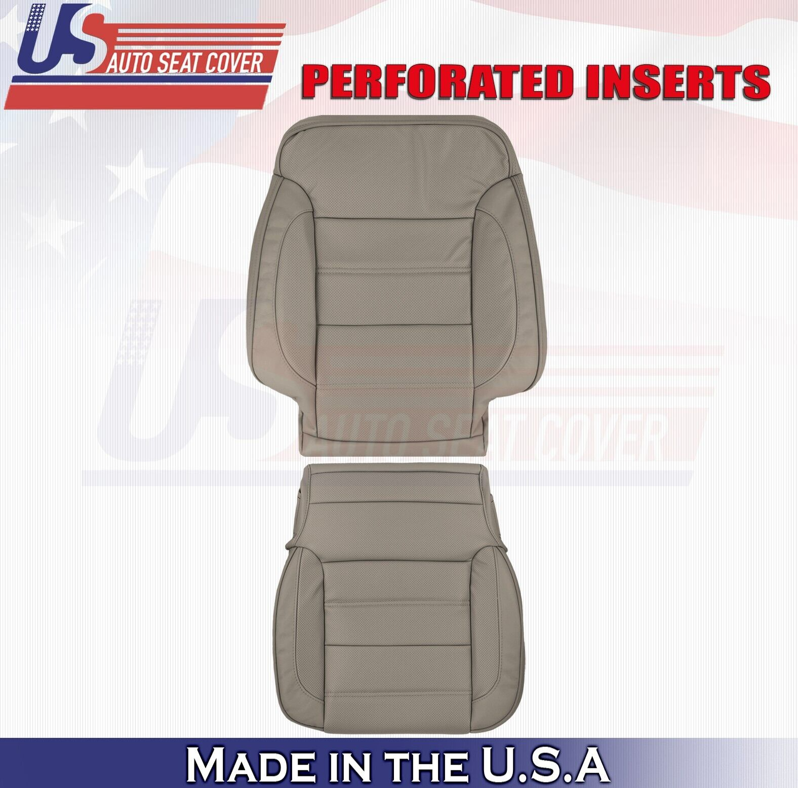 2015 For GMC Sierra Denali Front Driver Top & Bottom Leather Seat Covers Tan