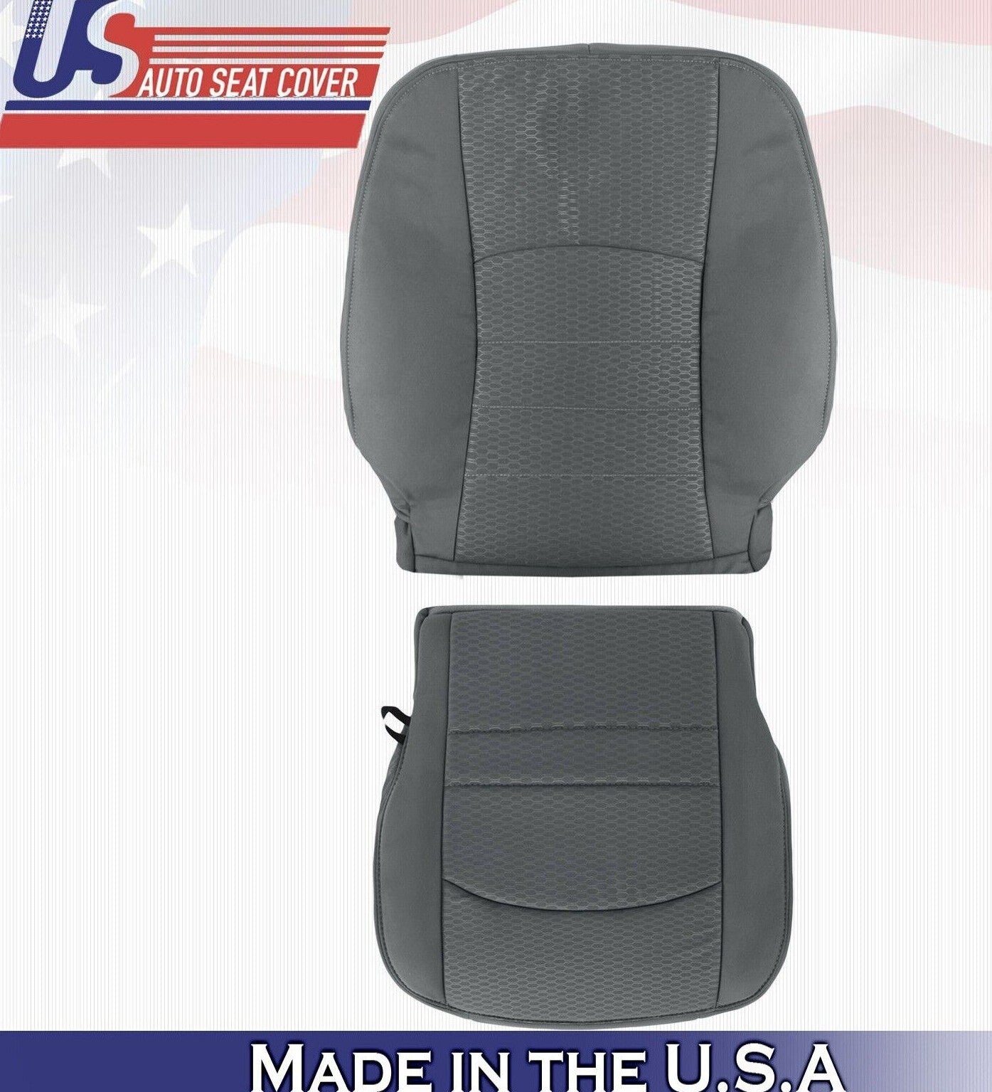 2013 to 2018 For Dodge Ram 4500 SLT Driver Top & Bottom Cloth Seat Covers Gray