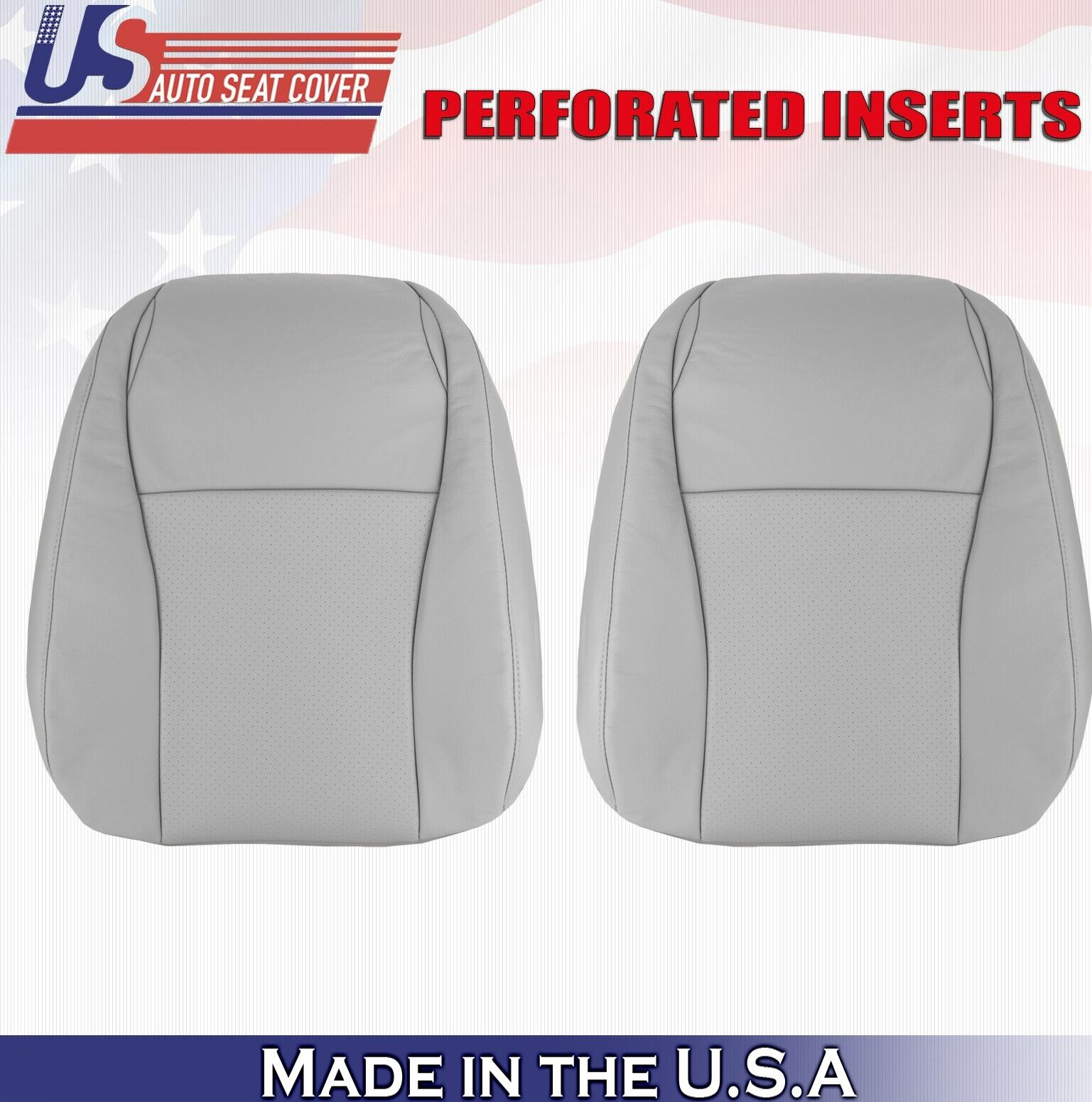 2006 2007 For Toyota Highlander Driver & Passenger Top Perf Leather Covers Gray