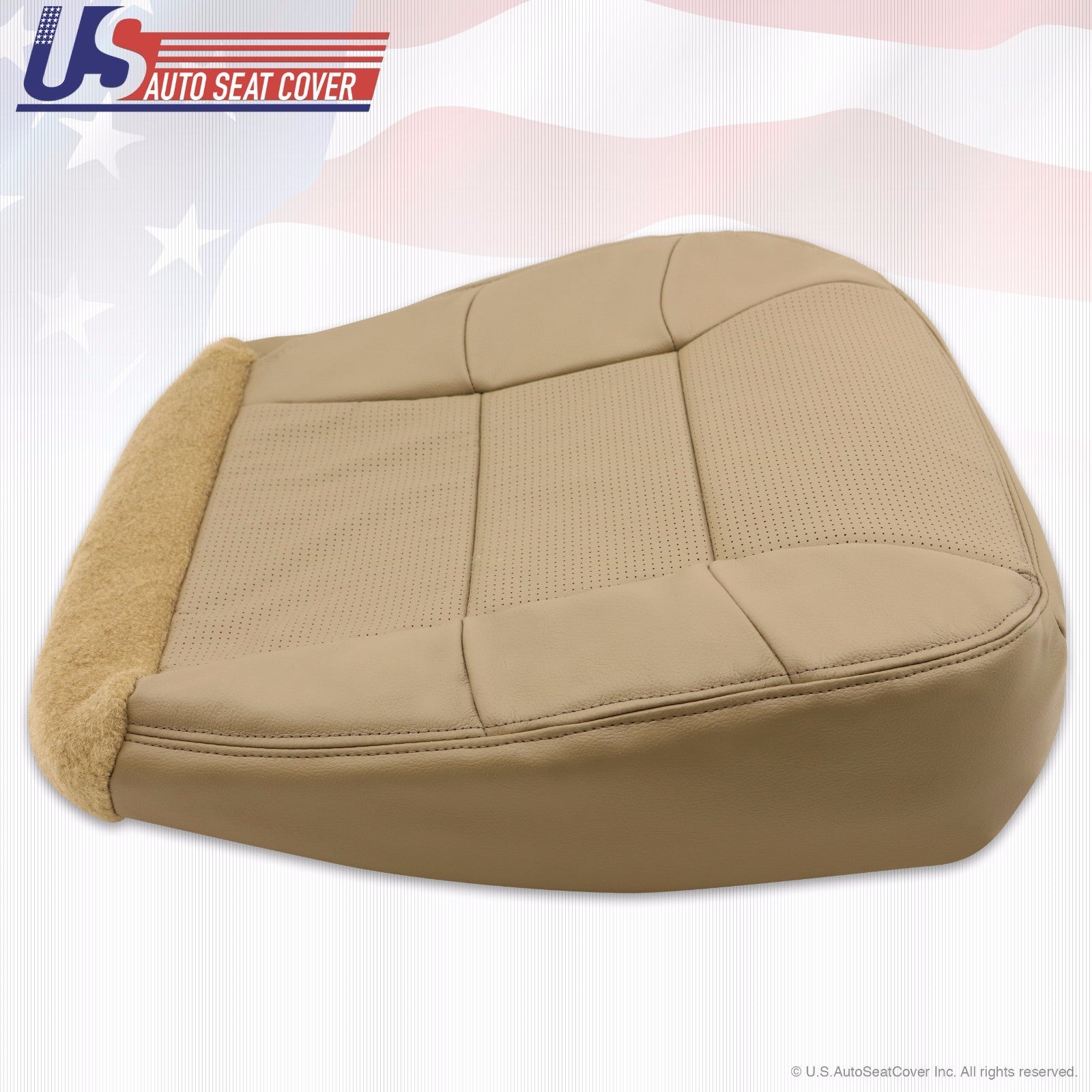 2002 Lincoln Navigator Driver-Passenger Bottom Perforated Leather Seat Cover Tan