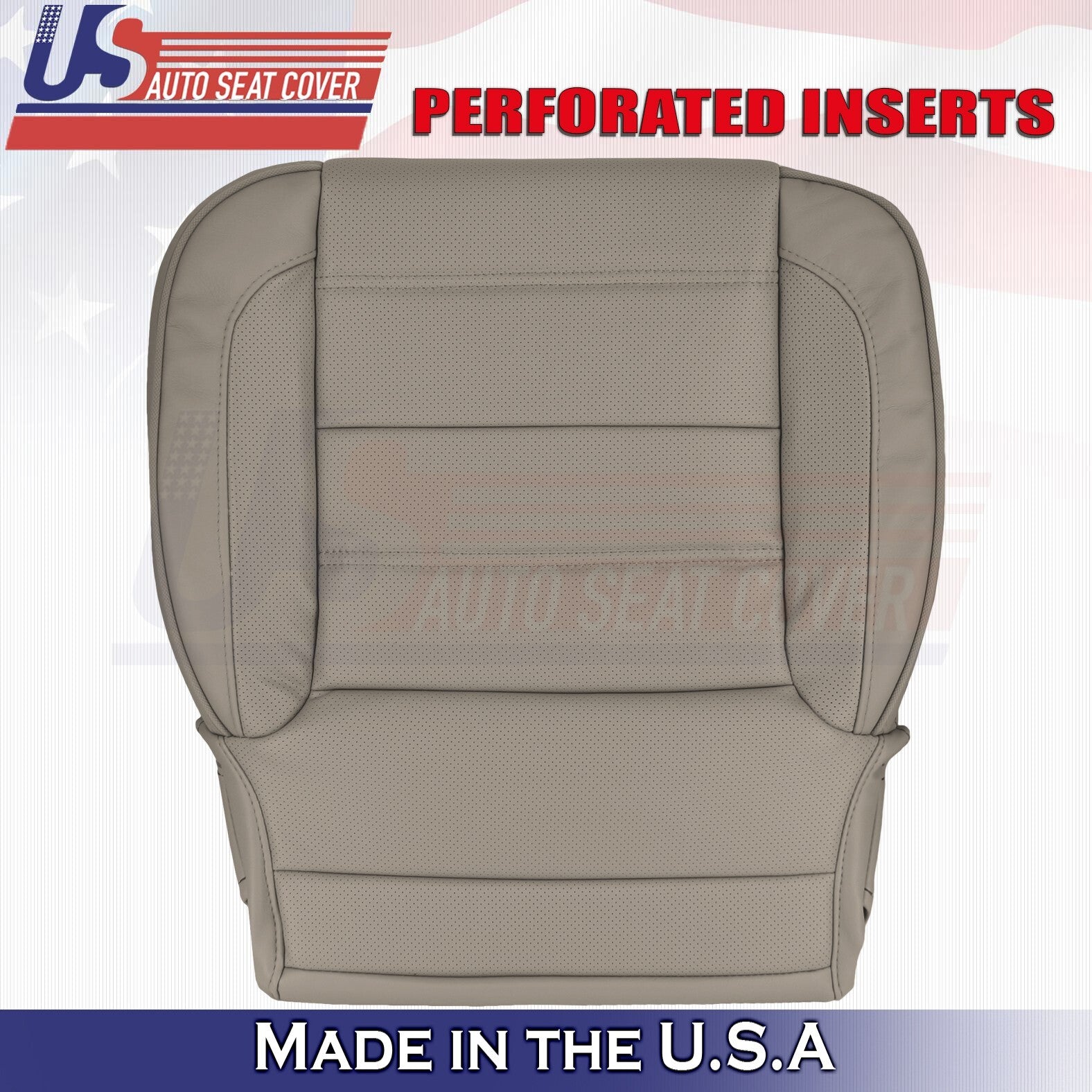 2019 For GMC Yukon Denali Driver & Passenger Bottom Perf Leather Seat Covers Tan