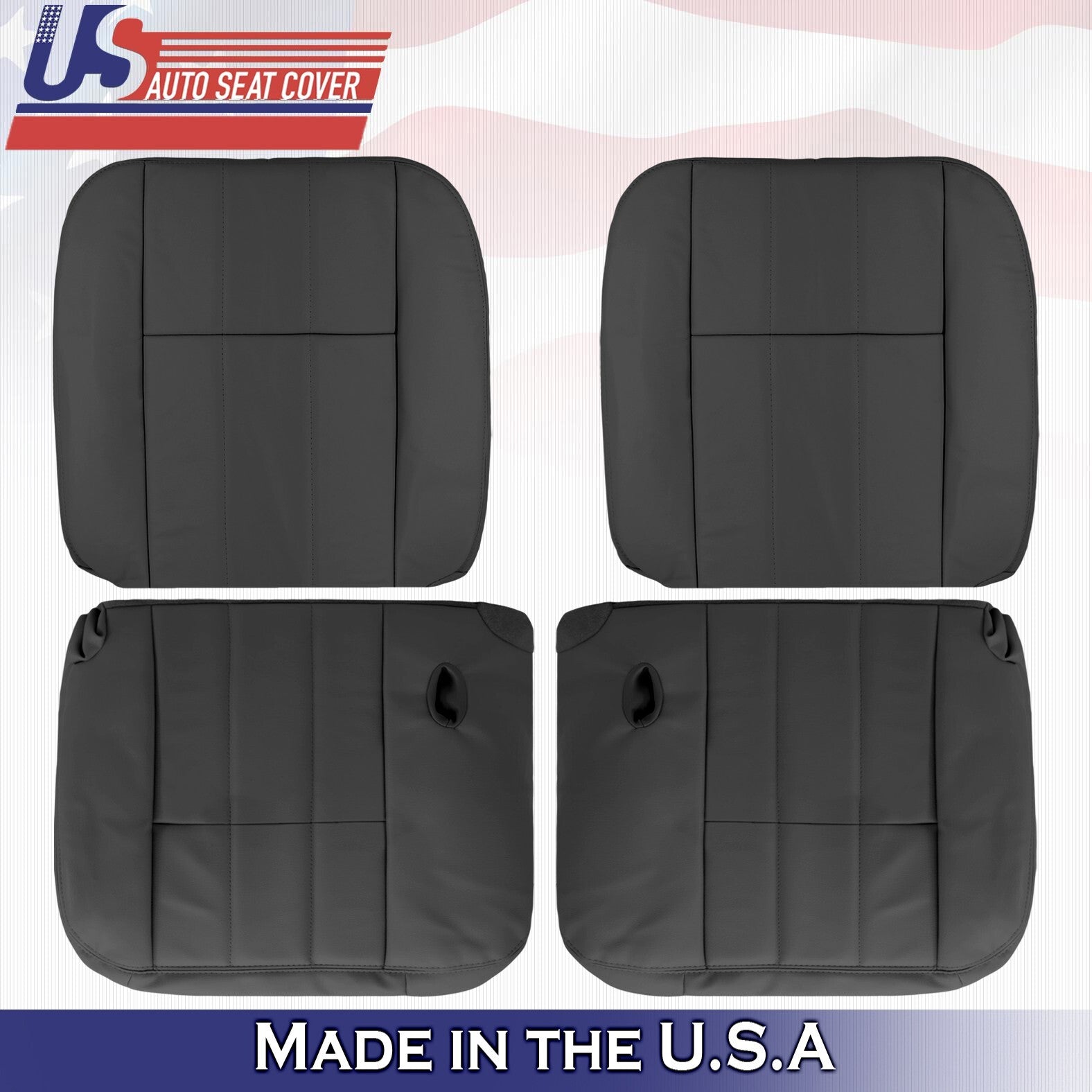 2003 to 2011 For Mercury Grand Marquis 2 Top & 2 Bottom Leather Seat Covers BLK