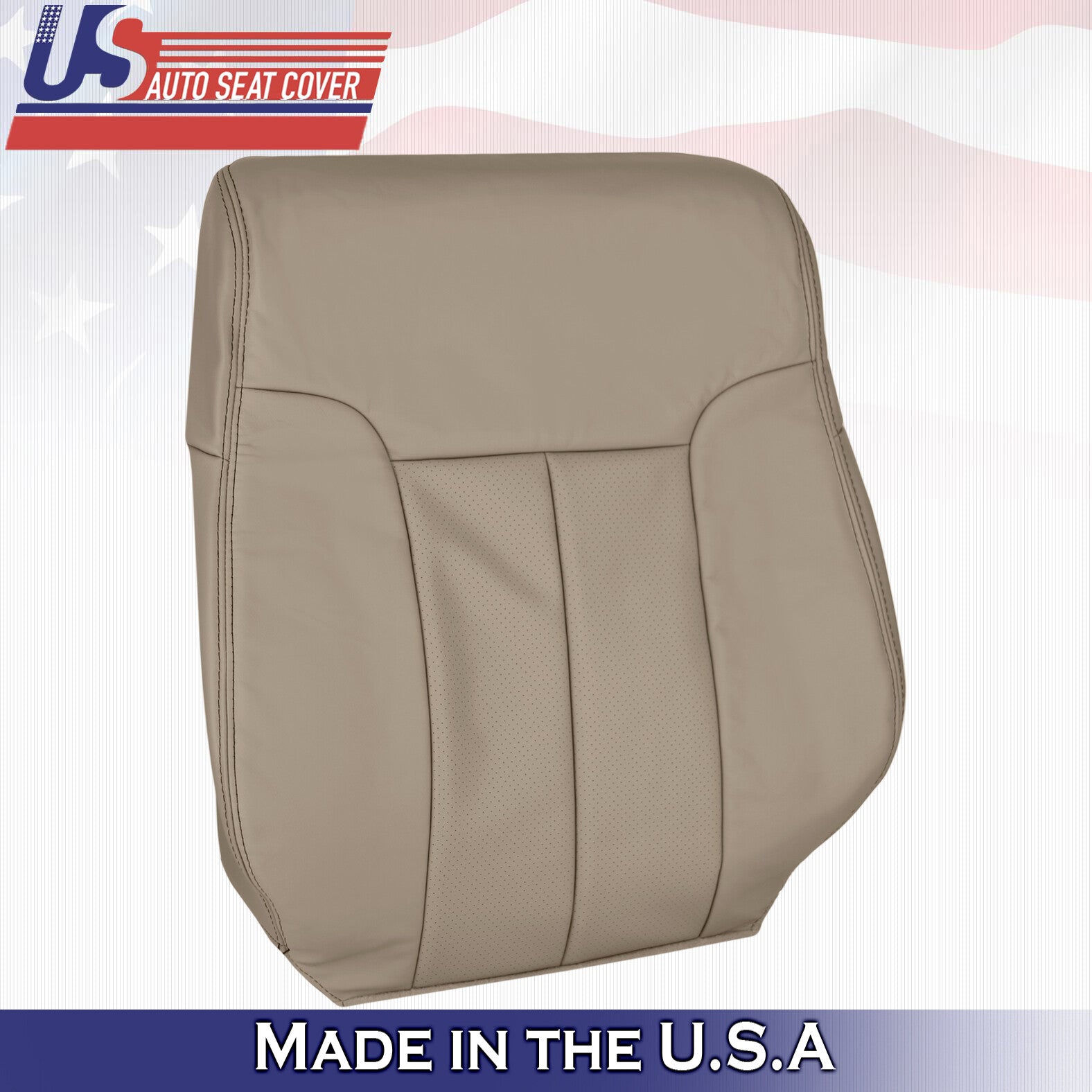 2013 For Ford F150 Passenger Top & Bottom Perforated Leather Seat Covers Tan